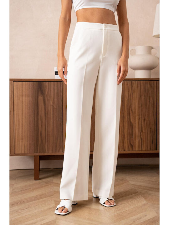 Bon Women's Fabric Trousers White