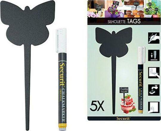 Securit Blackboard Liquid Chalk Butterfly Stick 18x7.5cm Set of 5 Pieces Securit