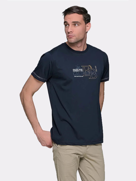 Everbest Ανδρικό T-shirt Κοντομάνικο Σκούρο Μπλε