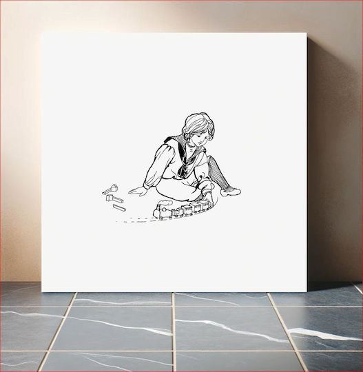 Child Playing With Train Toys From Verses For Grannies. Suggested By The Children... Illustrated By Dorothea A.h Drew (1899) Πίνακας σε Καμβά 120x120cm