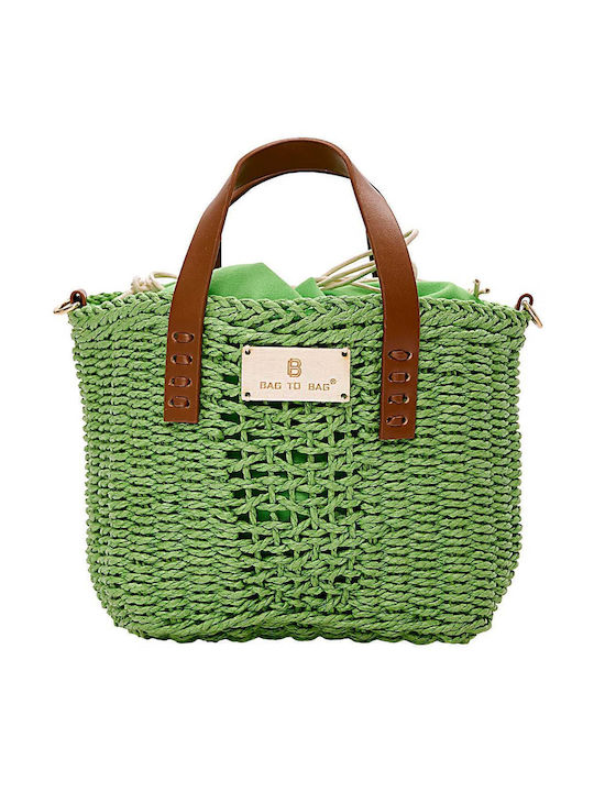 Bag to Bag Ψάθινο Γυναικεία Τσάντα Χιαστί Πράσινη