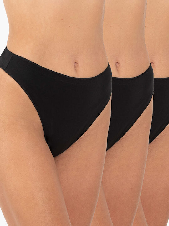 A.A UNDERWEAR Bumbac Femei Brazilia 3Pack fără cusături Black