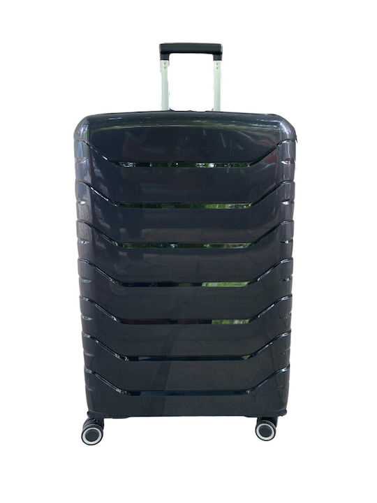 Ormi Large Hard Black Suitcase With 4 Wheels Height 75cm