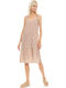 Pink Label B470 Midi Safari Dress Wide Strap Empire Line Coral Beige