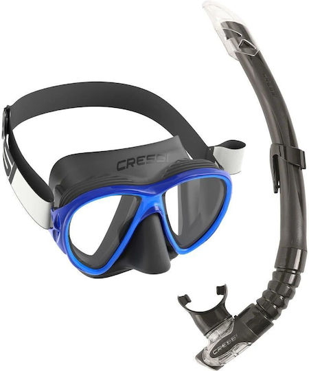 CressiSub Fiji+Gamma Combo Mască De Scufundare Din Silicon Cu Snorkel Neagră / Albastră