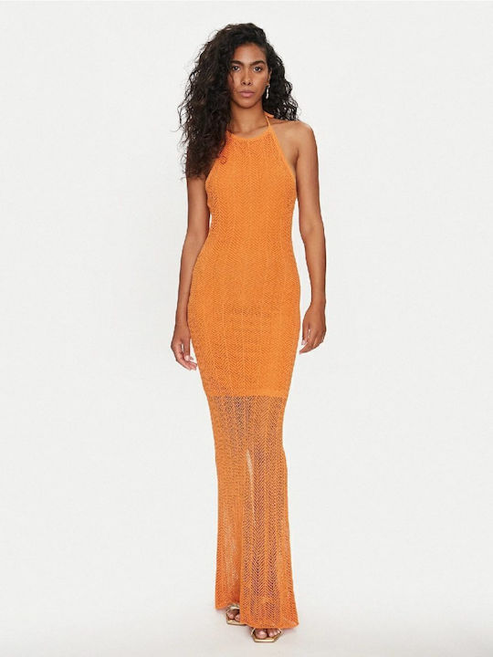 Guess Rochie Tricotată Nuntă - Botez Portocalie Guess Rochie Tricotată Nuntă - Botez Portocalie