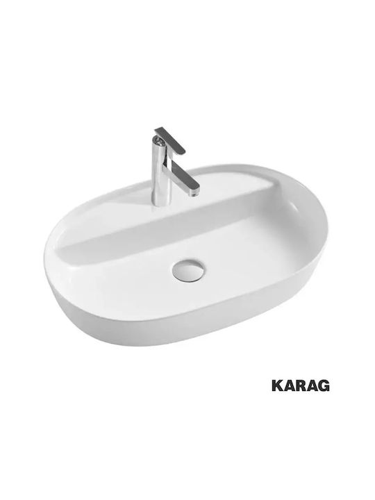 Karag Επικαθήμενος Νιπτήρας Πορσελάνης 61x40cm Λευκός