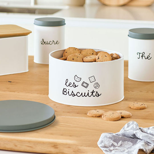 Metallic Cookie Jar White 21x21x12cm