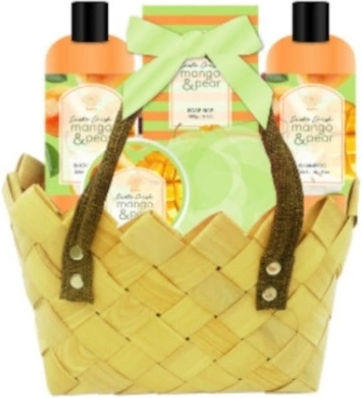 Mango Pear Gift Set Shower Gel 300 Ml Shampoo 300 Ml Soap 100g Lotion 50 Ml + Sponge