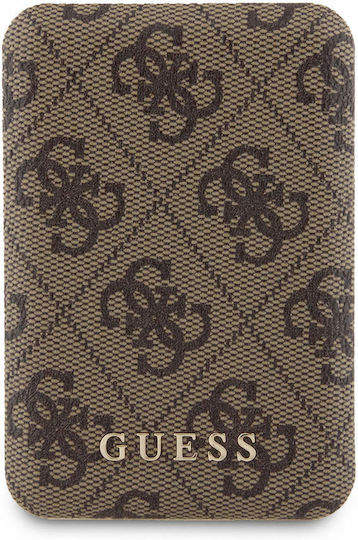 Guess Metal Logo MagSafe Power Bank 5000mAh 15W with USB-A Port and USB-C Port Brown