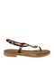 Leather Women's Flat Sandals in Brown Color