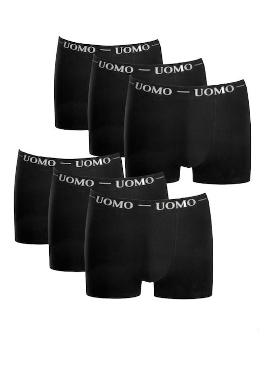 Uomo Herren Boxershorts Schwarz 6Packung