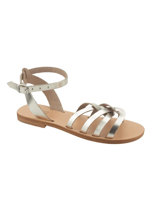 XX Leder Damen Flache Sandalen in Gold Farbe