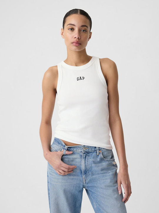 GAP Logo Bluza de Damă din Bumbac Fără mâneci White