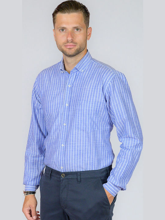 Long-sleeved Shirt Striped Sky Blue