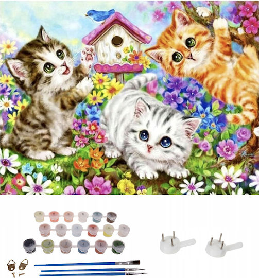 Number Painting Set Children Adults Watercolors Zola Canvas 40×50 Cm Kittens In A Field
