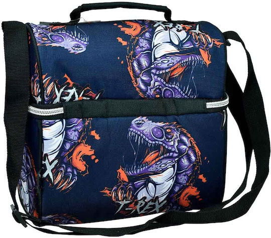 Back Me Up School Insulated Shoulder Lunch Bag 3.5lt Blue Dinosaurs 20 x 15 x 24cm