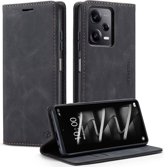 Techsuit Back Cover Σιλικόνης / Δερματίνης Μαύρο (Honor Magic5 Pro)