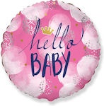 Balloon Foil Girl Birth 9 Hello 23cm