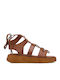 Tsakiris Mallas Piele Sandale dama Pantofi cu platformă în Tabac maro Culoare