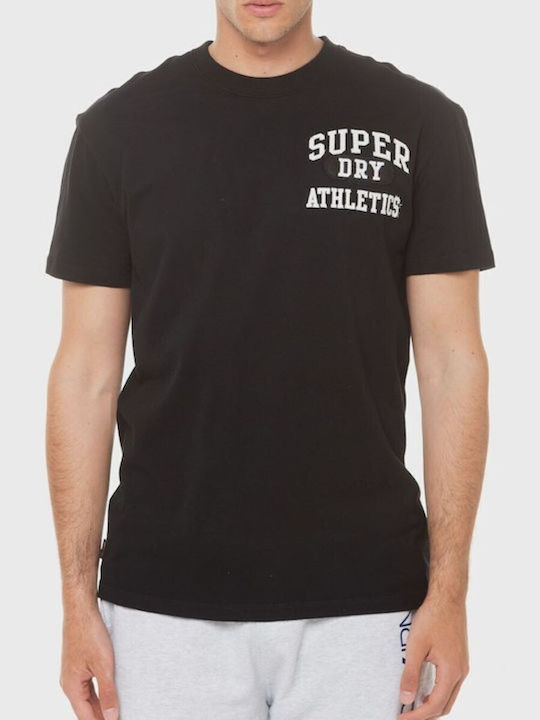 Superdry Bărbați T-shirt Sportiv cu Mânecă Scurtă Black