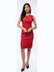 Summer Midi Shirt Dress Red