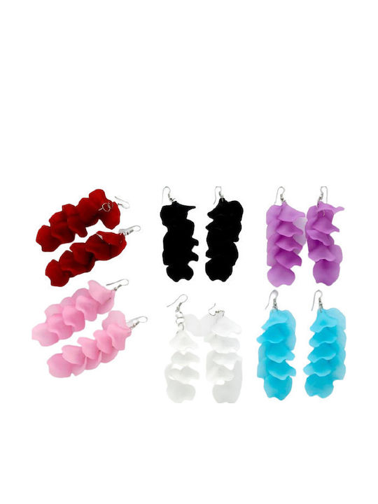 Metallic Plastic Leaf Dangle Earrings 6 Colors - Burgundy