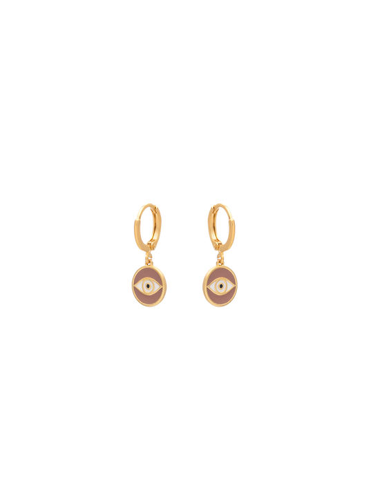 Eye Beige Hoop Earrings