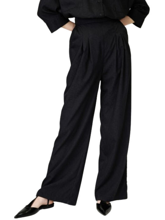 Sarah Lawrence Women's Fabric Trousers with Elastic Black