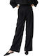 Dama Tesatura Pantaloni cu Elastic Negru