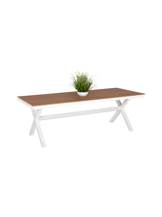 Masa pentru spații exterioare Polywood cu schelet din aluminiu Tawnee Alb 219.5x89.5cm