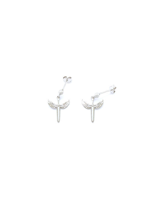 925 Silver Plated Sword Angel Earrings