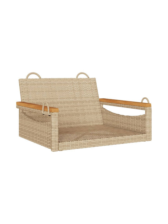 Hängende Garten & Veranda Schaukel Sessel Rattan Beige L63xB62xH40cm