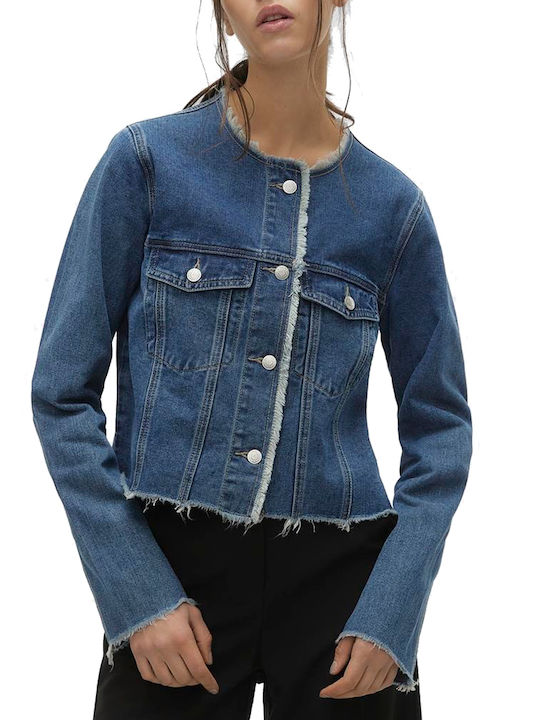 Vero Moda Women's Short Jean Jacket for Spring or Autumn Medium Blue