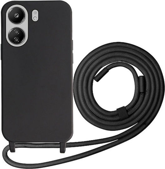 Redmi 13c Back Cover Silicone with Strap Black (Xiaomi Redmi 13C)