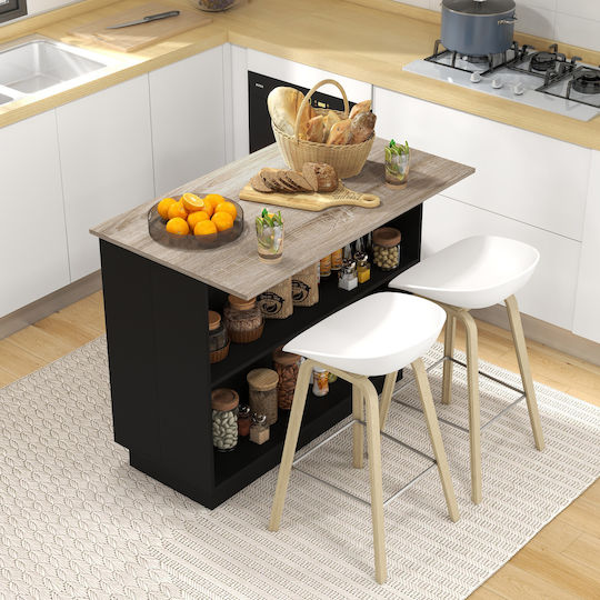 Bar Table Wooden Oak And Black 105x60x82cm