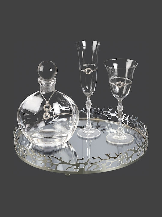 La Vista Wedding Decanter Set with Crystal Metallic Wine Glass 2 Pieces