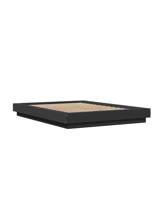 Κρεβάτι Ημίδιπλο Ξύλινο Μαύρο με Τάβλες & Στρώμα 120x190cm