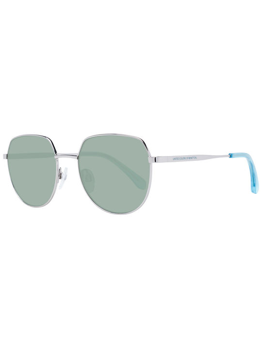 Benetton Sunglasses with Silver Metal Frame and Green Lens BE7029 920