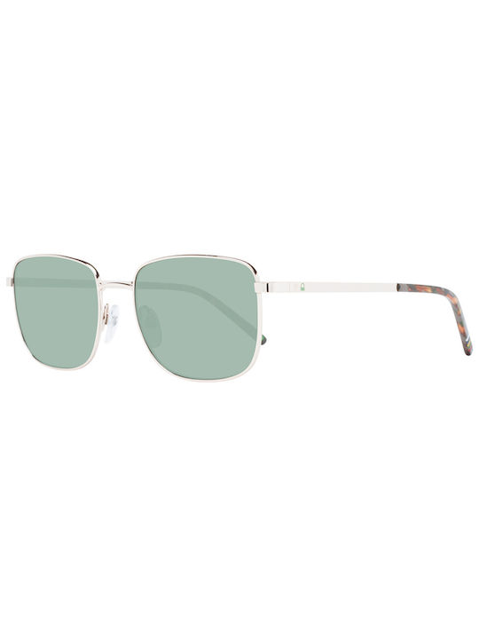 Benetton Sunglasses with Silver Metal Frame and Green Lens BE7035 402