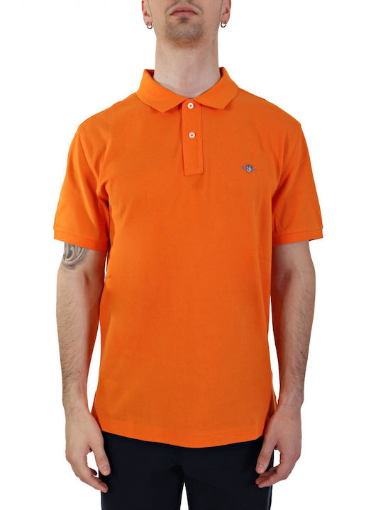 Gant Pique Bluza Bărbătească cu Mânecă Scurtă Polo Orange