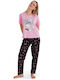 Siyah Inci Summer Women's Pyjama Set Pink