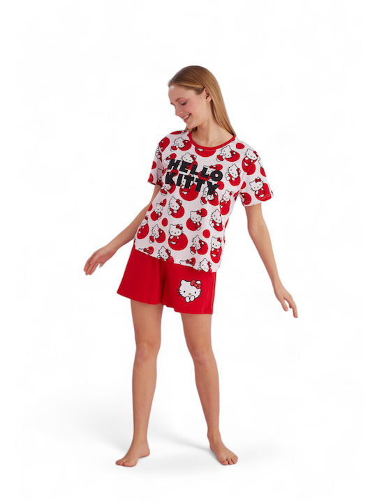 Siyah Inci De vară Set Pijamale pentru Femei De bumbac Roșu