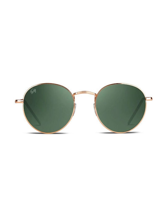Twig Delacroix Women's Sunglasses with Gold Metal Frame and Green Lens DEL08