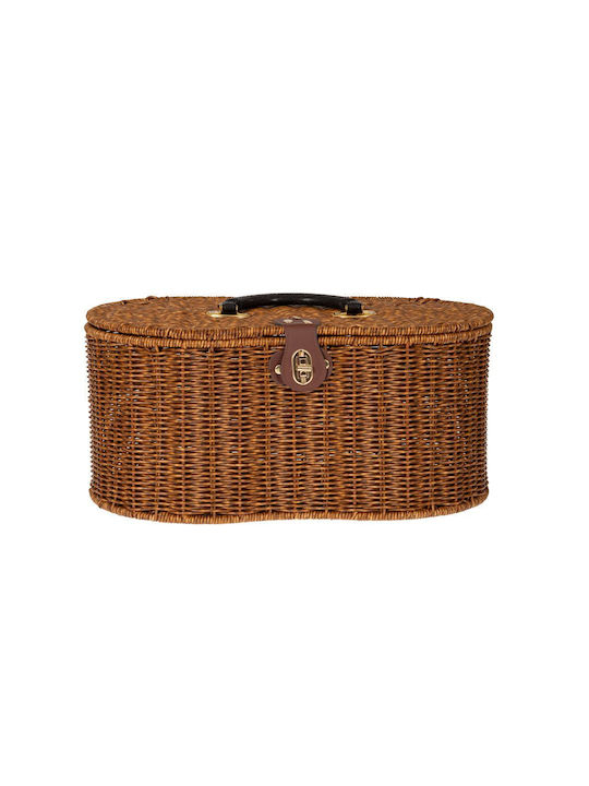 Διακοσμητικό Καλάθι Rattan με Χερούλια Καφέ 41x23.5x19εκ. Iliadis