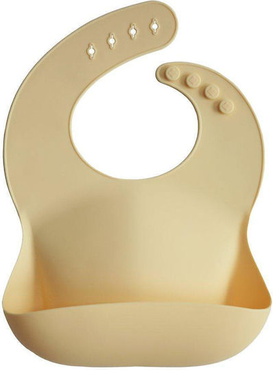 Mushie Waterproof Bib Silicone with Button & Pocket Sunshine