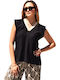 Women's Blouse with V Neckline Black