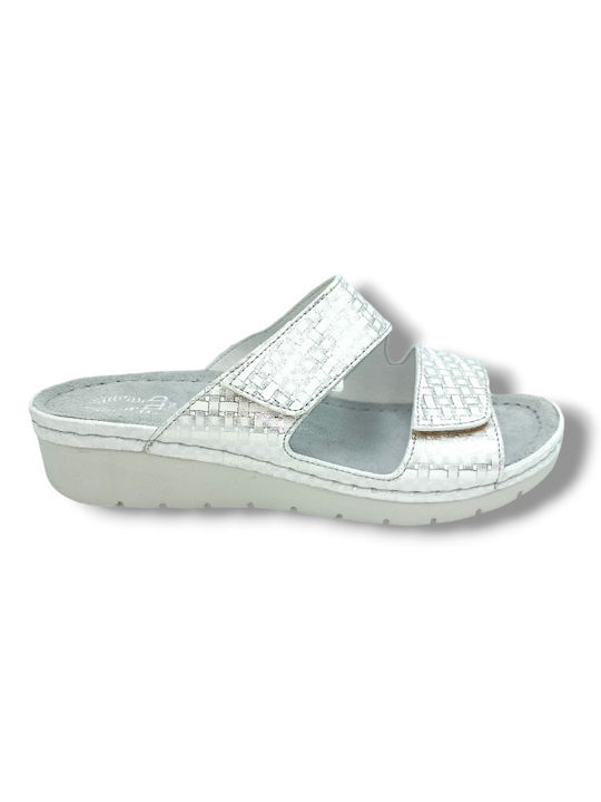 Ibiza Anatomic Women's Leather Platform Wedge Sandals Silver