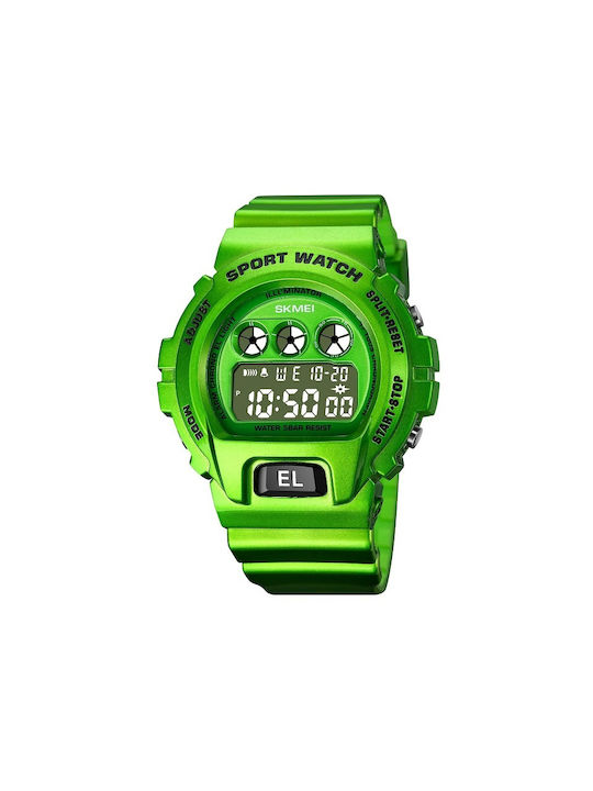 Skmei Digital Watch Chronograph Battery with Rubber Strap Green