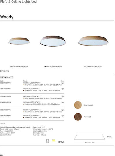 VK Lighting Plafonieră de Tavan 27buc Maro cu LED Integrat